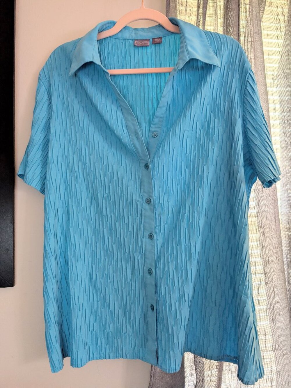 Laura Scott Button up Bright Blue Textured Size 16/18